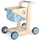 Asweets 2 in 1 Wooden Baby Walker Push and Pull Doll Stroller, Shopping Cart Learning Walker for Boys and Girls, Sit Stand Learning Toddler Toy (Blue) by TinyTreasures Baby Boutique