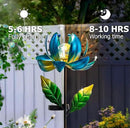 Solar Yard Lights Wind Spinners- Metal Lotus Flower Garden Decor LED Crackle Glass Globe Yard Art Sculpture Solar Stake Lights for Patio Pathway Lawn Walkway by GreenHaven Gardens