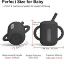 Seposeve 2 Pack Silicone Sippy Cups, Leak-Proof Baby Straw Cup for 6-12 Months, Spill Proof Toddler Cup with Straw 1-3 Years, with Capacity Marking, Non-slip Handle, Flow Control, 6 oz, 2 Black by TinyTreasures Baby Boutique