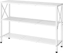 Hoctieon White Industrial Console Table, 3 Tier Entryway Tables, Hallway Desk, Narrow Sofa Tables with Shelves, Entrance Table for Entryway, Living Room, Foyer, Hallway, Office, White by CozyNest Decor