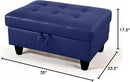 Ottoman Rectangular Storage Ottoman Bench, Faux Leather Footrest, Coffee Table, Stool Footstool with Hinged Lid for Living Room, Bedroom, Entryway, Blue, 35"x23.5"x17.5" by CozyNest Decor