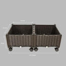 Barton 2 Pieces Rolling Garden Bed Brown Plastic w/Self-Watering Design Outdoor Elevated Planter Box Kit Wheels Mobile by GreenHaven Gardens