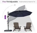 PURPLE LEAF 10 Feet Patio Umbrella With Base Outdoor Cantilever Round Aluminum Offset With 360-Degree Rotation for Deck Garden Pool Navy Blue by GreenHaven Gardens