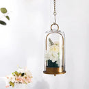 12" High Versatile Modern Metal Hurricane Lantern with Handmade Sturdy Glass Dome for 3" Pillar Candle & Plants (Brass, 5"x12") by CozyNest Decor