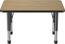 Factory Direct Partners FDP Rectangle (24 x 36 inch) Classroom Table with Adjustable Chunky Toddler Legs (15-24 in); Preschool, Kinder and Daycare Furniture - Pasadena Oak Top/Black Edge and Legs by CozyNest Decor