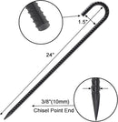VVOKGO Rebar Stakes 24 Inch J Hook Heavy Duty Ground Anchors (32pcs), 3/8 Inch Diameter Metal Steel Extra Long Fence Stakes with Chisel Point End for Greenhouse, Gazebo, Carport, Camping Tents, Black by CozyNest Decor