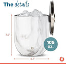 SNOWFOX Premium Vacuum Insulated Stainless Steel Ice Bucket with Lid/Tongs, Non-Rubber Bottom, Home Bar Accessories, Bartending Ice Buckets for Parties, Outdoor Entertaining Supplies, 3L, Marble by CozyNest Decor