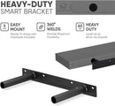 Homeforia Gray Floating Bathroom Shelves, High End Solid Real Wood 16 inch Small Floating Shelf for Wall Mounted, Grey Wooden 16 in Floating Shelves, Heavy Duty Bracket, 16 X 6.5 X 1.75 inch, Set of 2 by CozyNest Decor