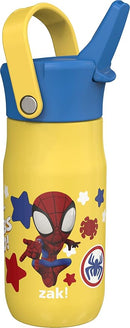 Zak Designs Harmony Marvel Spidey and His Amazing Friends Kid Water Bottle for Travel or At Home, 14oz Recycled Stainless Steel is Leak-Proof When Closed and Vacuum Insulated (Spiderman) by TinyTreasures Baby Boutique