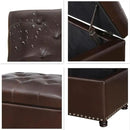 24'' Leather Storage Ottoman Rectangular Foot Rest Stool with Nailhead Trim for Bedroom Living Room(Dark Brown) by CozyNest Decor