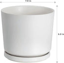 Ekirlin 7 inch Plant Pots,Ceramic Flower Planters Indoor,Modern Succulents Containers with Drain Hole Saucer,Decorate Home,Office & Outdoor (White) by GreenHaven Gardens
