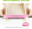 3-Pack Stainless Steel Baby Plates with Suction, BPA-Free Stainless Steel Kids Plates, 9” Divided Toddler Plate for Dishwasher Safe, Non-Slip Silicone Base, Detachable Design (Blue, Pink, Beige) by TinyTreasures Baby Boutique
