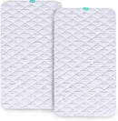 Waterproof Crib Mattress Protector Pad Cover 2 Pack 28" x 52", Anti Slip & Absorbent Waterproof Bed Pads for Standard Crib/Toddler Bed Quilted Machine Washable (Quilted Improved Thickness) White by TinyTreasures Baby Boutique