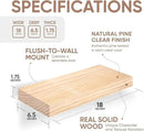 Homeforia 18 inch Natural Floating Shelf, High End Solid Real Wood 18inch Small Floating Shelves for Wall Mounted, Natural Wooden Floating Shelves, Heavy Duty Bracket, 18 X 6.5 X 1.75 in, Set of 4 by CozyNest Decor