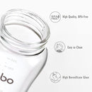 YOHKOH Natural Glass Baby Bottle with Natural Response Nipple, Newborn Anti-Colic Baby Bottles, Wide Neck Mushroom Cap Baby Bottle, Clear (3.4oz (Pack of 2), Red) by TinyTreasures Baby Boutique