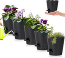 5 Pack 5 inch Self-Watering Pots, African Violets Planter with Drainage Holes and Reservoir, Black Plastic Planter for Indoor Outdoor Plants Flowers and Houseplants Black, 5 inch 5 pcs by GreenHaven Gardens