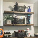 Rustic Shelves with J-Brackets Set of 2, Industrial Shelf, Kitchen Shelves, Solid Wood, Decorative Wall Storage, Heavy Duty, URBANDI (Dark Brown, 36Wx10D) by CozyNest Decor
