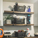 Rustic Shelves with J-Brackets Set of 2, Industrial Shelf, Kitchen Shelves, Solid Wood, Decorative Wall Storage, Heavy Duty, URBANDI (Dark Brown, 24Wx12D) by CozyNest Decor