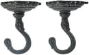Sungmor Heavy Duty Ceiling Hooks for Hanging Plants, 2PC Black 3.5x3.9Inch Large Cast Iron Ceiling Hooks, Antique Decorative Ceiling Swag Hooks for Hanging Planter Chandelier Wind Chime Lantern Hanger by GreenHaven Gardens