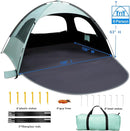 WhiteFang Beach Tent Anti-UV Portable Sun Shade Shelter for 3/4/6/8 Person, Extendable Floor with 3 Ventilating Mesh Windows Plus Carrying Bag, Stakes and Guy Lines by TinyTreasures Baby Boutique