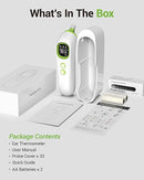 Ear Thermometer with Heated Probe, High Accuracy Thermometer for Kids, Adults and Babies with 32 Memory Recall, Mute and Night Light, Includes 21 Disposable Probe Covers, Storage Box, by TinyTreasures Baby Boutique