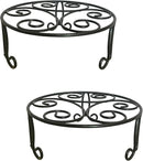 2 Pack 13'' Diameter Metal Plant Stand for Large Plant/Flower Pot Heavy Duty Potted Holder Indoor Outdoor Rustproof Iron Display Stand,Black by GreenHaven Gardens