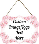 Personalized Wooden Welcome Sign Front Door Decor Home Sign Customized Image/Text Hanging Farmhouse Decorations for Home Office 11.2 * 8 Inch by CozyNest Decor