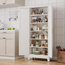 75" Tall Metal Kitchen Pantry Storage Cabinet, Freestanding Cupboard with 2 Doors and 5 Adjustable Shelves, Standing Storage for Kitchen, Bathroom, Garage, Dinning Room or Utility Room（White） by CozyNest Decor