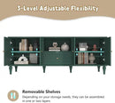 ARTPOWER 67'' Mid-Century Modern TV Stand with Storage Drawer and Doors, Long TV Stand with Adjustable Shelves for 75 Inch TV for Living Room, Bedroom, Green by CozyNest Decor