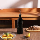 Sweejar Large Ceramic Olive Oil Dispenser Bottle, 24 Oz Relief Opaque Oil Cruet Protects Oil To Reduce Oxidation, Storage Vinegar, Soy Sauce, Coffee Syrup, Liquids, Set of 1 (Black) by CozyNest Decor