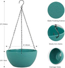 8 inch Small Hanging Planters Plant Pots for Indoor Outdoor Plants, 2 Pack Hanging Flower Pots with Drainage Holes and Chain for Garden, Plastic Hanging Baskets for House Plants, Blue Green by CozyNest Decor