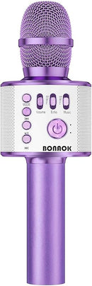 BONAOK Wireless Bluetooth Karaoke Microphone, 3-in-1 Portable Handheld Mic Speaker Machine for All Smartphones, for Girls Boys Kids Adults All Age Q37(Light Purple) by TinyTreasures Baby Boutique