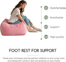 HIGOGOGO Square Stuffed Pouf Ottoman, Corduroy Poufs with Foam Chunk Filling, Furry and Fluffy Pouf Foot Stool Storage Ottoman, 25.6 X 25.6 Floor Poufs Foot Rest for Living Room, Pink by CozyNest Decor
