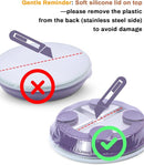 Stainless Steel Toddler Suction Plate with Lid, Deepened 9" Divided Plates with Removable Silicone Sleeves for Kids, Non Toxic Unbreakable Snack Dishes Set of 4, Sage Blue Gray Blush by TinyTreasures Baby Boutique