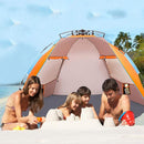 Oileus X-Large 4 Person Beach Tent Sun Shelter - Portable Sun Shade Instant Tent for Beach with Carrying Bag, Stakes, 6 Sand Pockets, Anti UV for Fishing Hiking Camping, Waterproof Windproof, Orange by TinyTreasures Baby Boutique