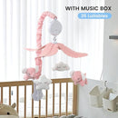FEISIKE Baby Crib Mobile for Girls Boys with 3 Modes Digital Musical Motor（Rotating Only, Music Only, Rotating & Music, 35 Lullabies, Pink Elephant Nursery Mobile, Knob Type by TinyTreasures Baby Boutique