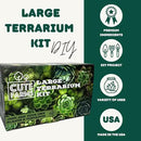 Cute Farms Terrarium Starter Kit | Moss, Vermiculite, Soil, Pebbles, Plant Food, & Finishing Tools (Large + 8 Live Plants) by CozyNest Decor