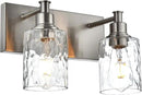 BONLICHT Modern Bathroom Light Fixtures in Brushed Nickel Finish, 2 Light Industrial Indoor Wall Sconce Farmhouse Vanity Lighting Over Mirror with Hammered Glass Contemporary Hallway Wall Mount Lamp by CozyNest Decor
