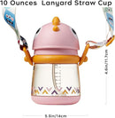 bc babycare Straw Sippy Cups for Toddler, No Spill Sippy Cups for Baby 1+ Year Old, Transition Weighted Sippy Cup with Straw and Strap, 10oz/300ml, Pink by TinyTreasures Baby Boutique