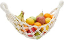 Okuna Outpost Macrame Hanging Fruit Basket Hammock for Kitchen - 6 x 25 x 15 in - White Cotton Modern - Under-Cabinet Storage with 2 Hooks for Bananas by CozyNest Decor
