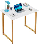 PayLessHere | 32 Inch Computer Desk | White Gold | Office Desk with Metal Frame, Adjustable Feet | Water-Resistant, Scratchproof Surface | Sturdy Writing Table for Home Office or Study | Pack of 1 by CozyNest Decor