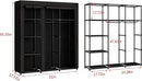 SORCEDAS Portable Wardrobe Closet Storage Organizer Metal Hanging Rack Non-Woven Fabric (Black, 51 Inch) by CozyNest Decor