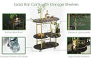 Black Bar Carts with 4-Tier Storage Shelves, Mobile Bar Serving Cart with Wine Rack and Glass Holder, for The Home, Kitchen, Living Room, Dining Room by CozyNest Decor