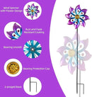 VEWOGARDEN Garden Metal Flower Wind Spinners Outdoor, Kinetic Wind Sculptures & Spinners for Yard Lawn Patio Decorations, Blue-Purple by GreenHaven Gardens