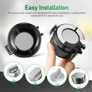 5pcs Stove Knob Cover: 3.5in Child Proofing Cover Knob Easy Install for Kitchen Stove Locks Door Child Proof Clear Plastic Black by TinyTreasures Baby Boutique