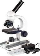 AmScope M148 Compound Monocular Microscope, WF10x Eyepiece, 40x-400x Magnification, LED Illumination, Brightfield, Single-Lens Condenser, Plain Stage, 110V or Battery-Powered, White by TinyTreasures Baby Boutique