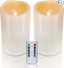 Homemory 4" x 6" Large Waterproof Outdoor Flameless Candles, Battery Operated Flickering LED Pillar Candles with Remote and Timers for Indoor Outdoor Lanterns, Long Lasting, Dark Ivory, Set of 2 by CozyNest Decor