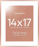 Homeforia 14x17 Picture Frame Rose Gold, High End Metal 14x17 Poster Frames with Mat 11x14 inch Photo, 14 x 17 Rose Gold Frame Matted to 11 by 14 Print, 17x14 Frame, Tempered Glass, Wall Kit, Set of 1 by CozyNest Decor