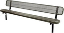 Heavy-Duty Outdoor Bench Thermoplastic Coated, Expanded Metal, Commercial-Grade Seating, Made in America (Inground with Back, 8 Ft, Textured Gold Vein) by GreenHaven Gardens