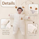 XIFAMNIY Newborn Fleece Footie Jumpsuit Hooded Warm Thicken Winter Outwear Snowsuit for Baby Girls and Boys by TinyTreasures Baby Boutique